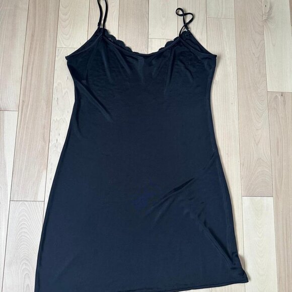 Vintage-Inspired Lingerie Slip Dress – Black Stretchy Lace Trim Size M - Picture 6 of 7